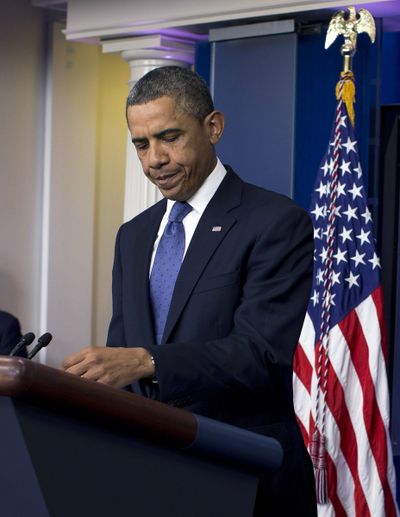 President Barack Obama prepares to make a statement Friday at the White House on fiscal negotiations with congressional leaders. (Associated Press)