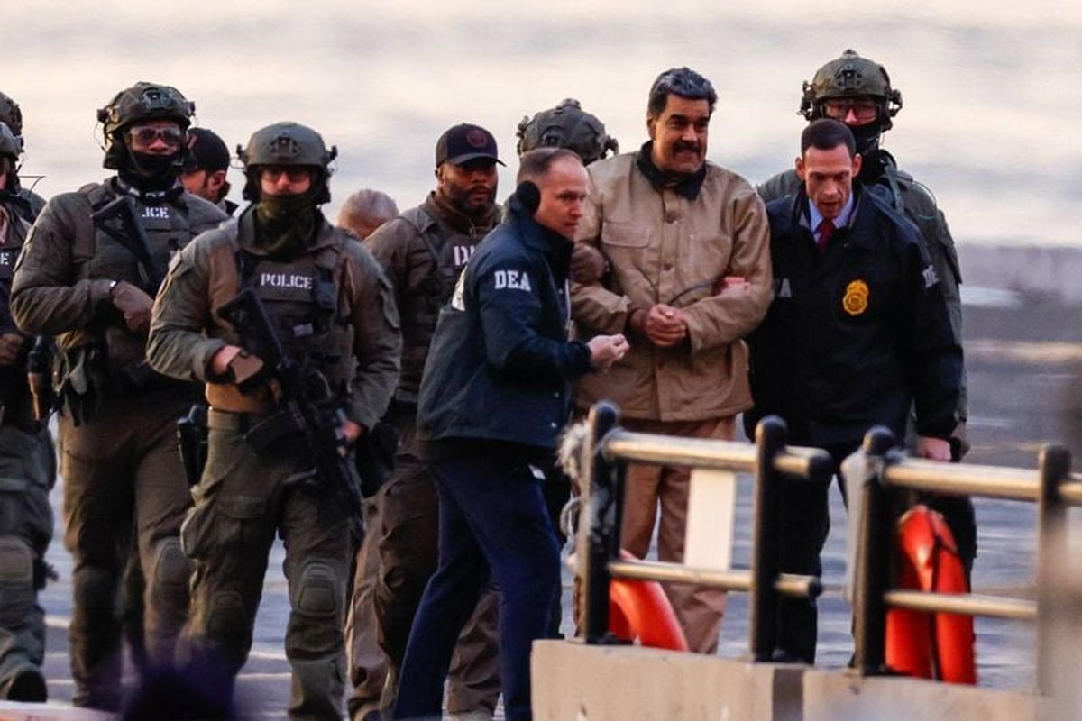 Captured Venezuelan President Nicolas Maduro arrives at the Downtown Manhattan Heliport, as he heads towards the Daniel Patrick Manhattan United States Courthouse for an initial appearance to face U.S. federal charges including narco-terrorism, conspiracy, drug trafficking, money laundering and others in New York City, U.S., January 5, 2026. (Eduardo Munoz/Reuters)