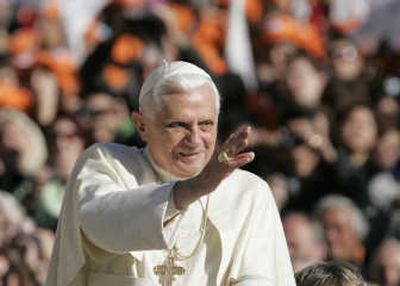 
Pope Benedict XVI, seen Wednesday in St. Peter's Square at the Vatican, is slated to visit the United States April 15-20. Associated Press
 (Associated Press / The Spokesman-Review)