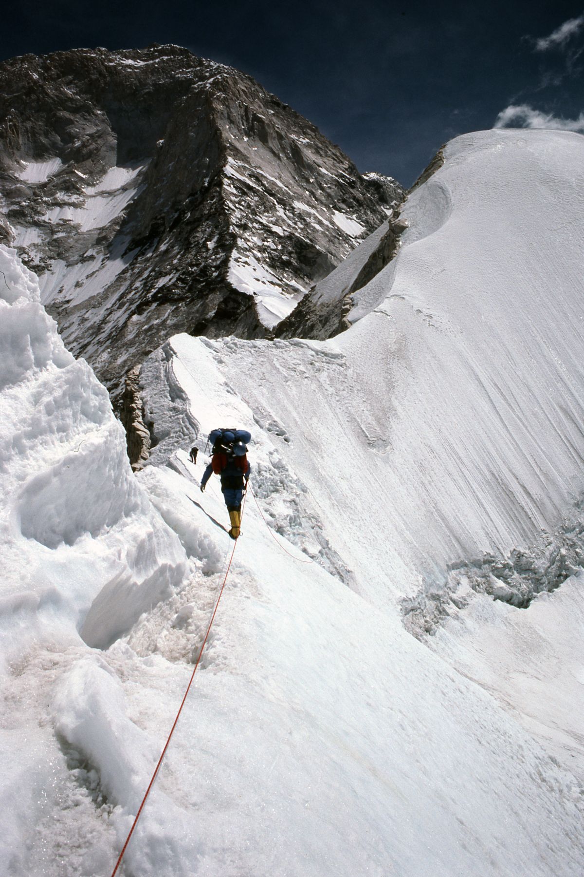 Chris Kopczynski and John Roskelley led an all-Spokane climbing expedition to the world’s fifth-highest peak, Makalu, on the border of Nepal and China, in 1980. The west buttress is seen in this photo. (Courtesy of Chris Kopczynski)