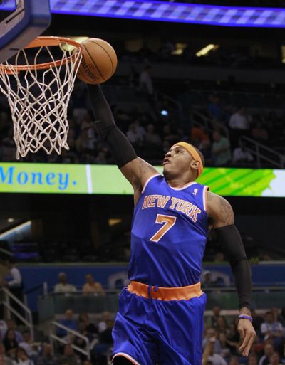 Knicks’ Carmelo Anthony had 25 points in a win over the Orlando Magic. (Associated Press)