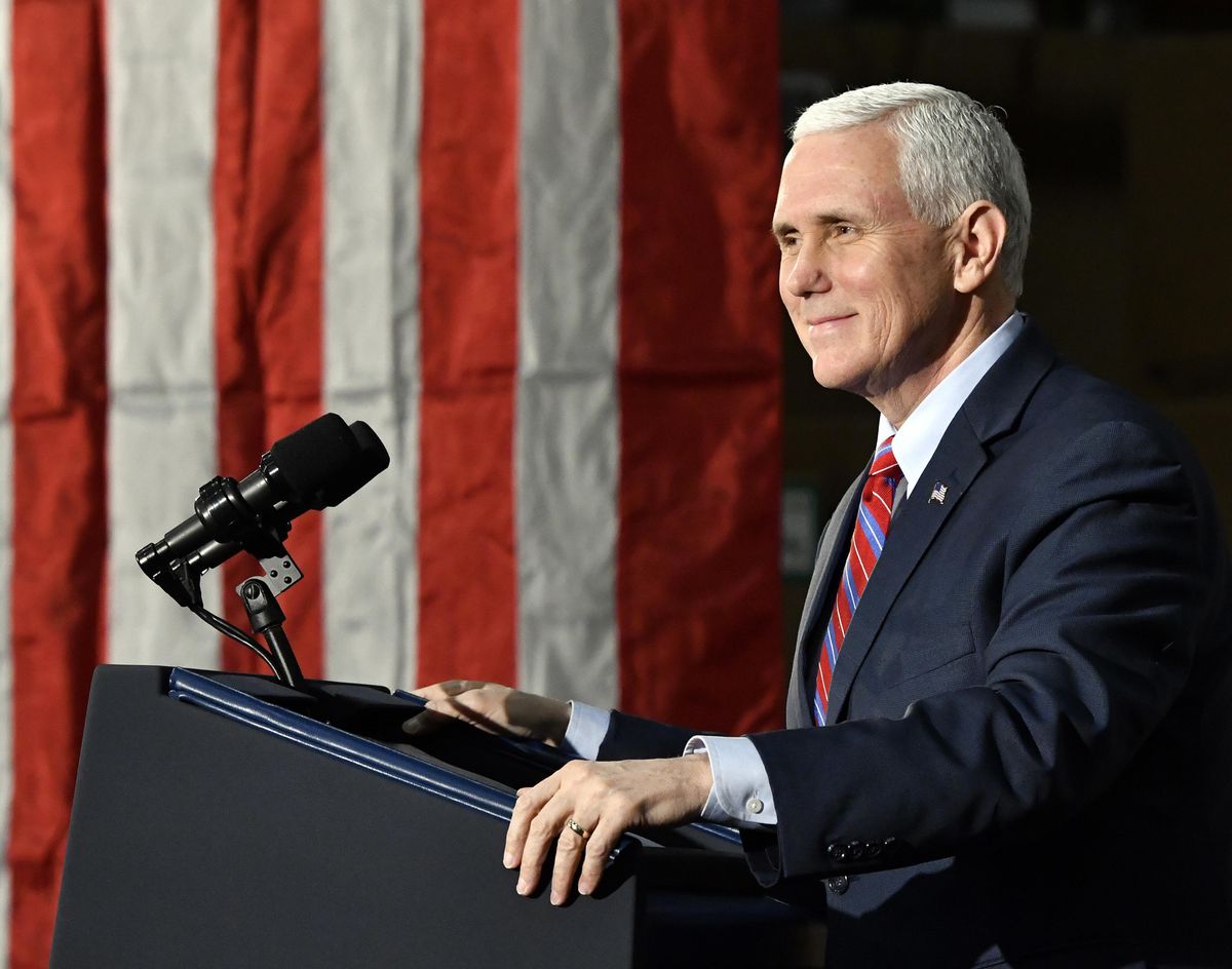 Vice President Mike Pence speaks at the Trans Parts and Distribution Center, Saturday, in Louisville, Ky. Pence said that the so-called Obamacare law had failed the nation and the Trump administration would need the backing of rank-and-file Republicans to pass their health care overhaul. (Timothy D. Easley / Associated Press)