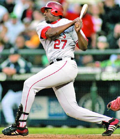 
Vladimir Guerrero singles in sixth.
 (Associated Press / The Spokesman-Review)