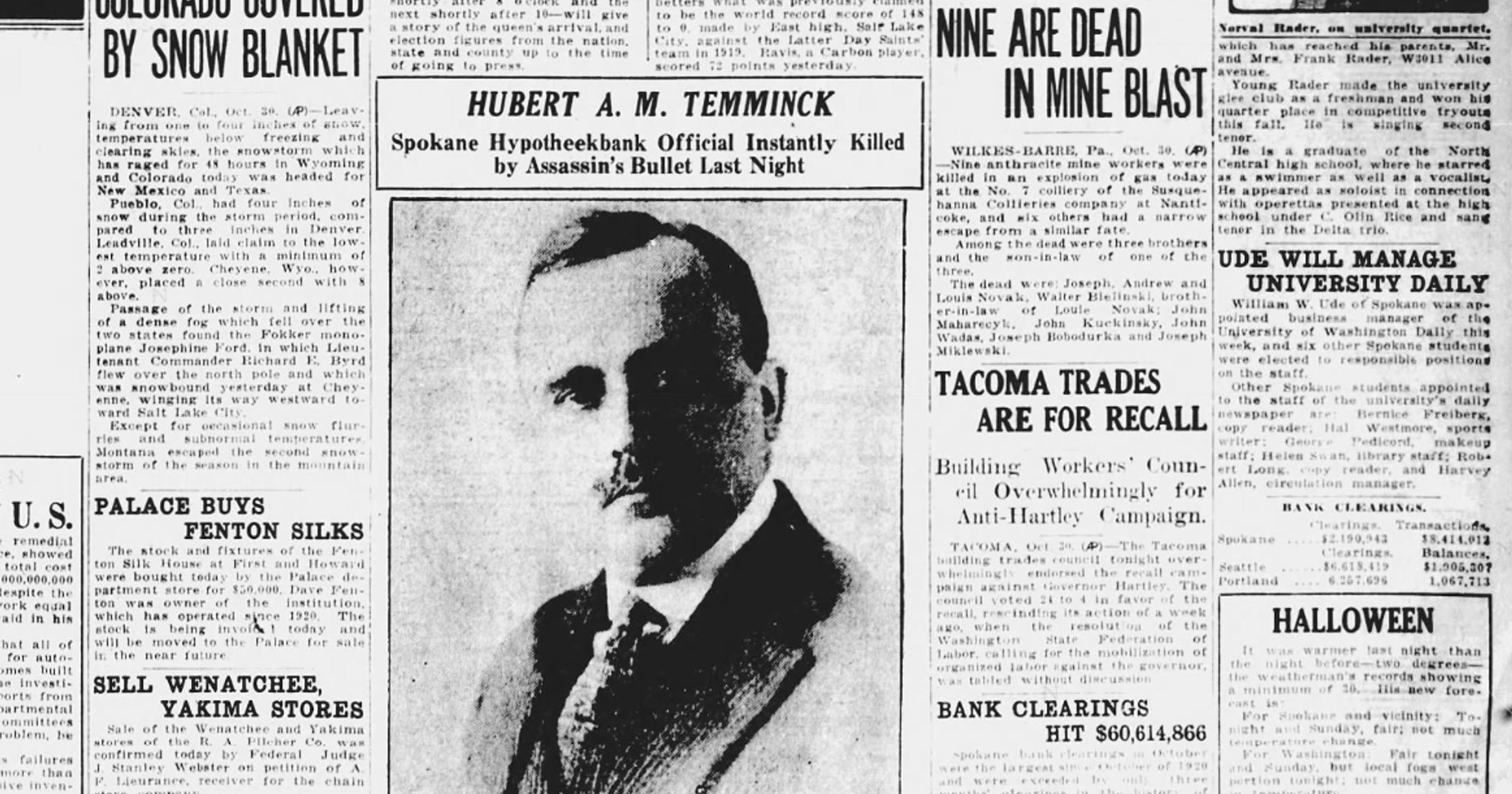 This day in history: Spokane declared a ‘very closety town' by organizer of ball for gay community. Bank official was shot and killed