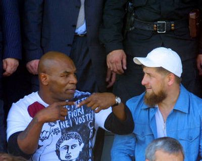 
Boxer Mike Tyson, left, speaks with Deputy Prime Minister Ramzan Kadyrov of Chechnya Thursday. 
 (Associated Press / The Spokesman-Review)