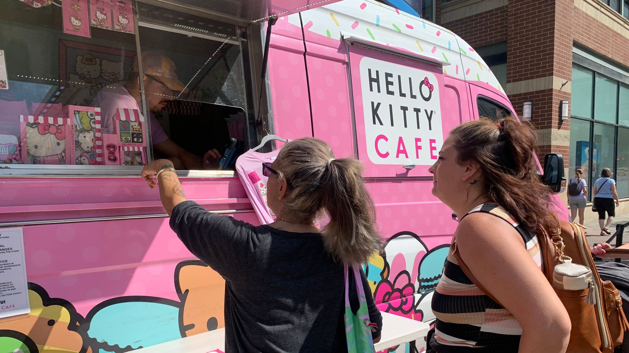 A shirt for sale at the Hello Kitty Cafe truck at Downtown