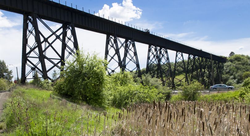 Restoring use of the trestle near Tekoa, Washington, is a priority for advocates of the John Wayne Pioneer Trail. (Colin Mulvany / COLIN MULVANY colinm@spokesman.com)