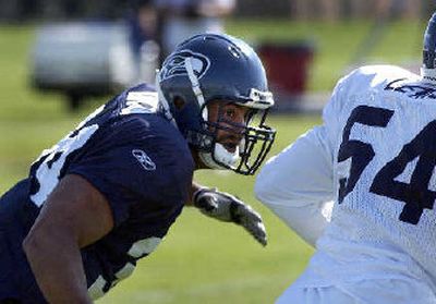
Seattle Seahawks rookie fullback David Kirtman has his sights set on helping his backfield mates squeeze out extra mileage with key blocks. 
 (Dan Pelle / The Spokesman-Review)