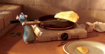 
In this image, provided by Disney, the character Remy makes omelettes in the new animated film 