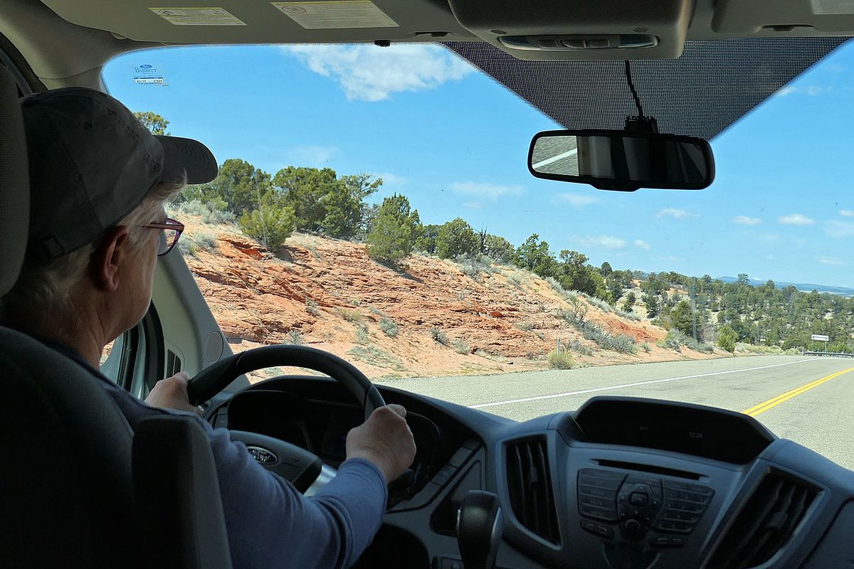 Leslie Kelly pilots the RV through Southern Utah. (John Nelson)