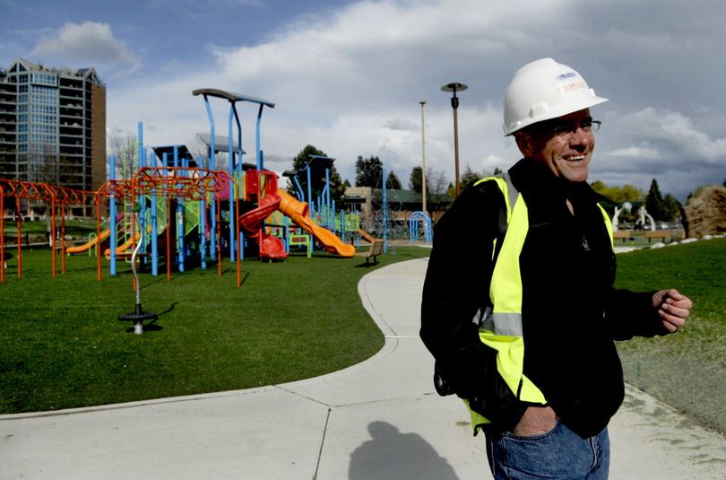 In this April 24, 2014, SR file photo, Coeur d'Alene Communications Coordinator Keith Erickson talks about the finished areas of McEuen Park in Coeur d'Alene. Erickson has accepted a job as managing editor of a Hawaiian newspaper.