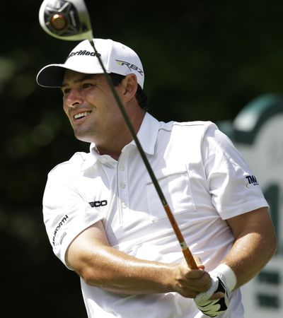 Johnson Wagner watches his tee shot on the 12th hole during the third round of the Greenbrier Classic on Saturday. (Associated Press)