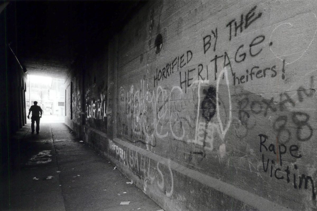1990: The Howard Street tunnel under the railroad tracks was scheduled for painting before the Goodwill Games in the summer. (Colin Mulvany/THE SPOKESMAN-REVIEW / SR)