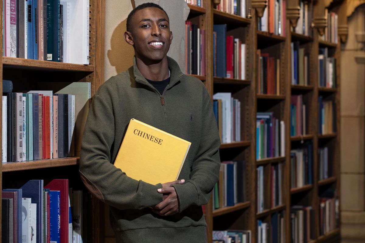 Parker Ritzman in the Reading Room of the Suzzallo Library on Sunday on the University of Washington campus in Seattle.  (Patrick Hagerty/For The Spokesman-Review)