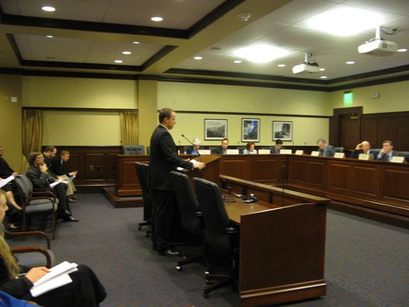 Rep. Steve Kren, R-Nampa, proposes legislation to ban abortions based on reasons of race or gender. The House State Affairs Committee voted along party lines Thursday to introduce the bill, though committee members raised legal and other questions about it. (Betsy Russell)