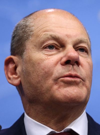 Olaf Scholz, Germany’s chancellor, during a news conference at the European Council headquarters in Brussels on May 31, 2022.  (Valeria Mongelli/Bloomberg)