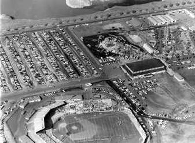 
In the fall of 1962, the fairgrounds were a busy spot. The Valley Merry-Go-Round was in the middle of their 4 day run, and a football game was going on in the stadium when this photo was taken on Oct. 19. Daily attendance records were set that year for the Fair. Photo archive/
 (Photo archive/ / The Spokesman-Review)