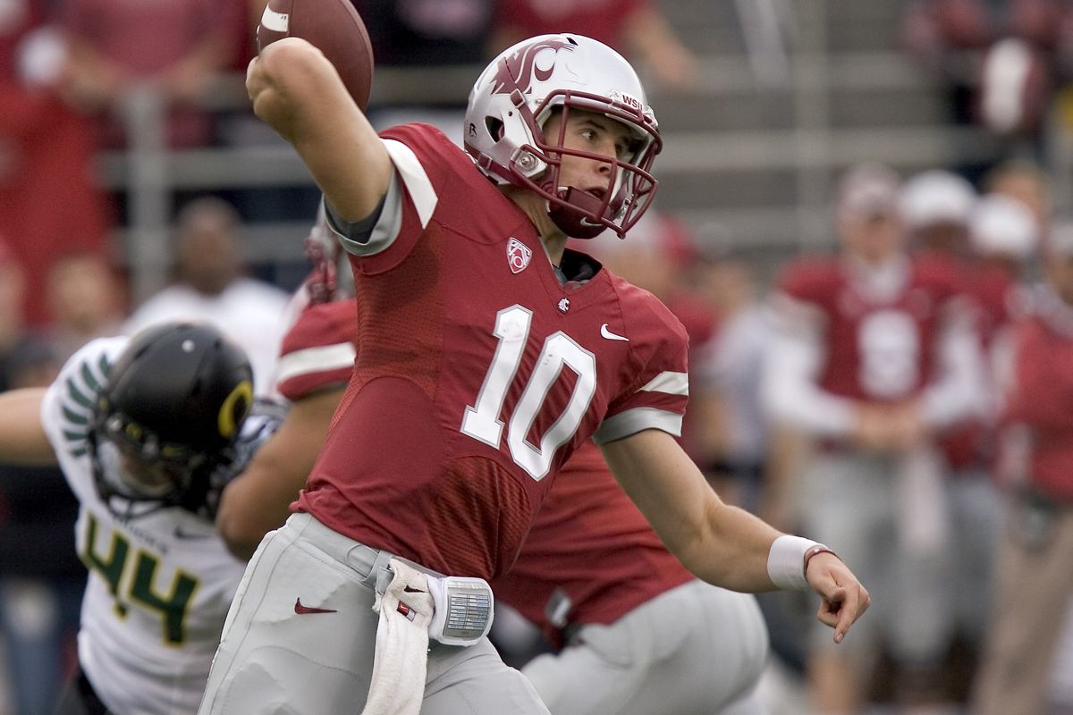 Jeff Tuel has thrown for 3,271 yards in 17 games with Washington State.  (Associated Press)