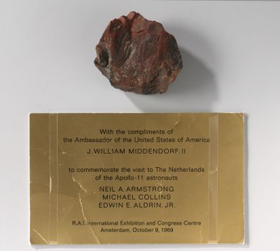 The Dutch national museum says one of its prized possessions, this  rock supposedly brought back from the moon by U.S. astronauts, is just a piece of petrified wood.  (Associated Press / The Spokesman-Review)