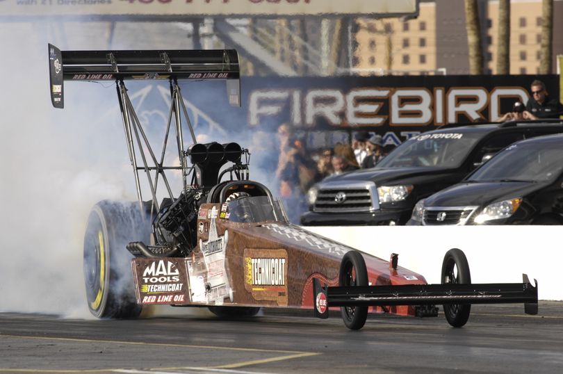 Doug Kalitta roars to the number one qualifying postion in the NHRA Full Throttle Funny Car division. This week's stop is in Chandler, AZ and completes its qualifying sessions Saturday. (Photo courtesy of NHRA)