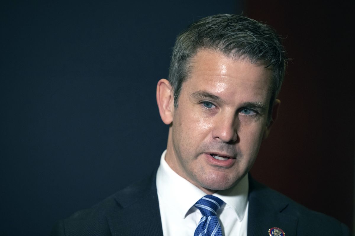 FILE - In this May 12, 2021 file photo, Rep. Adam Kinzinger, R-Ill., speaks to the media at the Capitol in Washington. House Speaker Nancy Pelosi said Sunday, July 25 she intends to name Kinzinger to a congressional committee investigating the violent Jan. 6 Capitol insurrection, pledging that the panel will “find the truth” even as the GOP threatens to boycott the effort.  (Amanda Andrade-Rhoades)