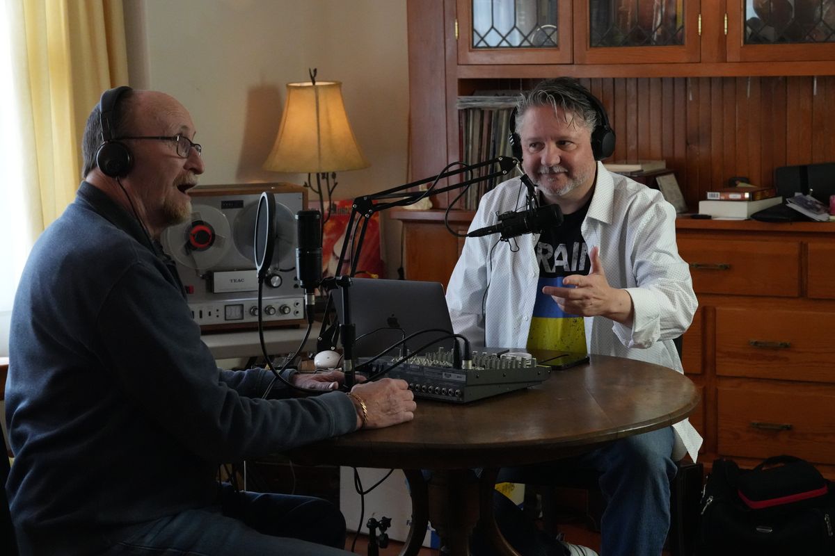 Nick Theisen and Eric Paine host the podcast “Finding Chemo” in Spokane. A cancer fundraiser of the same name led by the two men is at the Bing Crosby Theater on Friday night.  (MKM Photography)