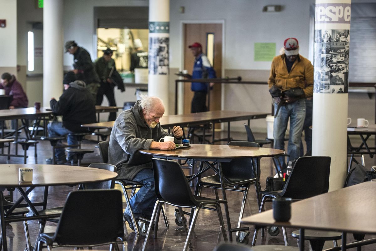 The cafeteria at the House of Charity will hold the men during warming center times. (Dan Pelle / The Spokesman-Review)