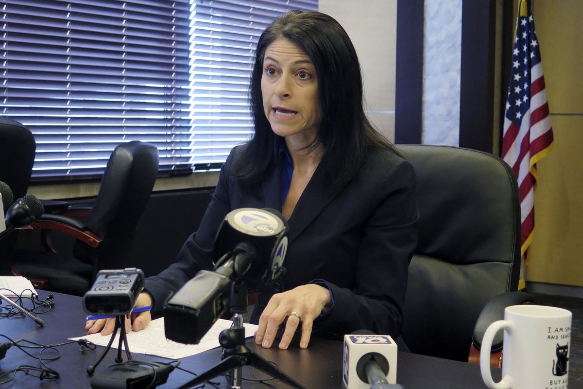 FILE - In this March 5, 2020, file photo, Michigan Attorney General Dana Nessel speaks during a news conference in Lansing, Mich. Nessel has charged seven people with plotting to target law enforcement and attack state Capitol building. The announcement comes after six others were charged with plotting to kidnap Michigan Democratic Gov. Gretchen Whitmer at her vacation home in reaction to what they viewed as her "uncontrolled power," according to a criminal complaint unsealed Thursday , Oct. 8, 2020, in federal court. (Associated Press)