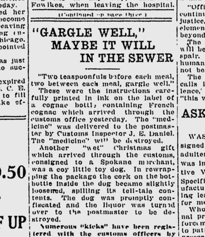 Postal and custom inspectors were busy attempting to prevent illegal liquor from arriving in Prohibition-era Spokane. (Spokane Daily Chronicle)