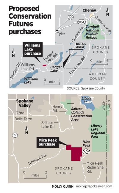 Property at Mica Peak and near Williams Lake are proposed for acquisition through the Spokane County Conservation Futures Program.