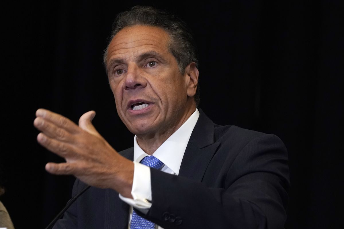 New York Gov. Andrew Cuomo speaks during a news conference at New York