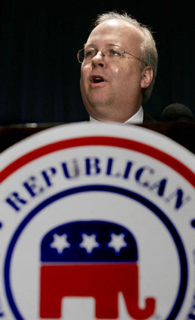 
White House aide Karl Rove speaks at a Republican National Committee luncheon Friday in Washington. 
 (Associated Press / The Spokesman-Review)