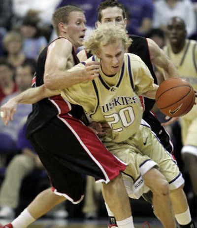 
Ryan Appleby (20) led Washington past Steve Barnes and Southern Utah on Monday night. 
 (Associated Press / The Spokesman-Review)