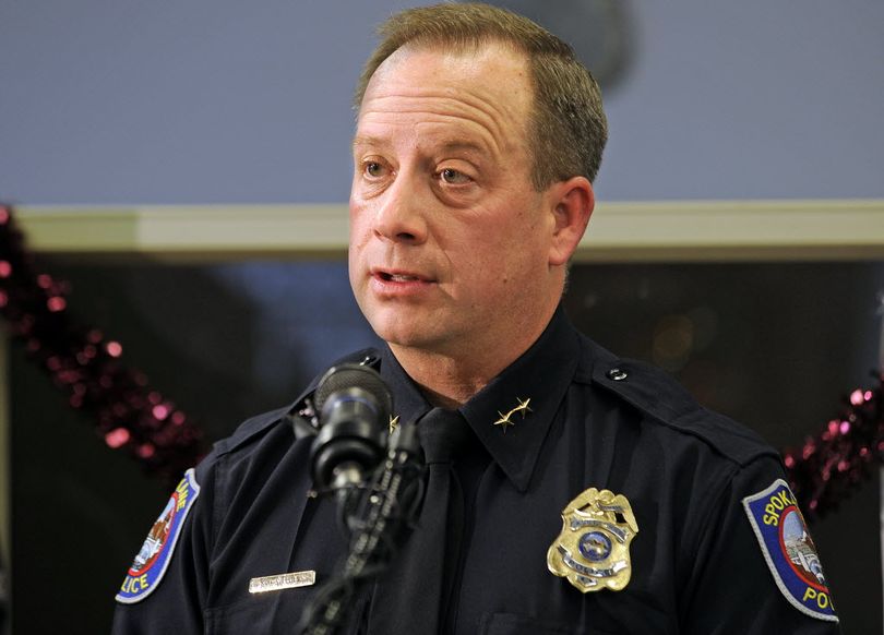 Spokane Police Major Scott Stephens takes questions after Mayor David Condon names him the interim Police Chief at a press conference Tuesday Jan. 3, 2012.  (Christopher Anderson / The Spokesman-Review)