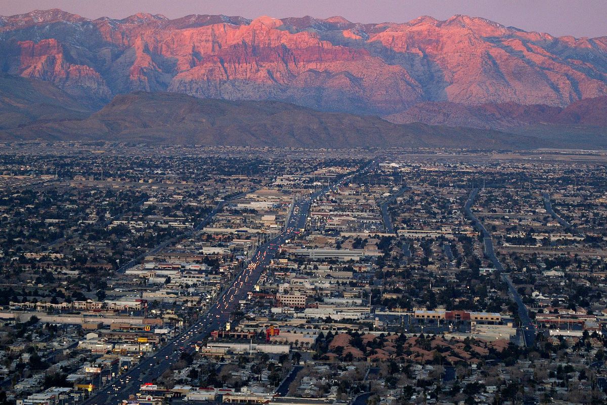 In this Feb. 9, 2005 photo, shows the suburbs of Las Vegas from atop the Stratosphere tower looking west down Sahara Ave., towards the Spring Mountains. Despite drought, cities in the U.S. West expect their populations to grow considerably in the coming decades. From Phoenix to Boise, officials are working to ensure they have the resources, infrastructure and housing supply to meet growth projections. In certain parts of the region, their efforts are constrained by the fact that sprawling metro areas are surrounded by land owned by the federal government. U.S. Sen. Catherine Cortez Masto wants to remedy the issue in Las Vegas by strengthening protections for some public lands while approving the sale of others to commercial and residential developers.  (Joe Cavaretta)