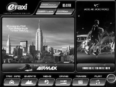 An example of TaxiTech's technology for a touch-screen monitor. New York City's Taxi & Limousine Commission has approved four touch-screen systems.
(Associated Press / The Spokesman-Review)