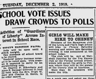 Big crowds came to the polls on Dec. 2, 1919, after a “secret anti-Catholic” group had injected itself into the Spokane school board races. (S-R archives)