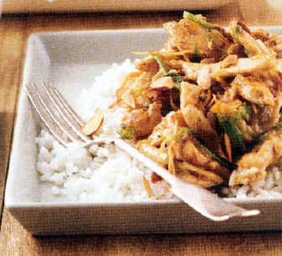 
Ginger Chicken with Almonds is a quickly made Indian-flavored stir-fry to which mango chutney adds a slight sweetness. The recipe is from Organic Style magazine's May issue. Ginger Chicken with Almonds is a quickly made Indian-flavored stir-fry to which mango chutney adds a slight sweetness. The recipe is from Organic Style magazine's May issue. 
 (Associated PressAssociated Press / The Spokesman-Review)