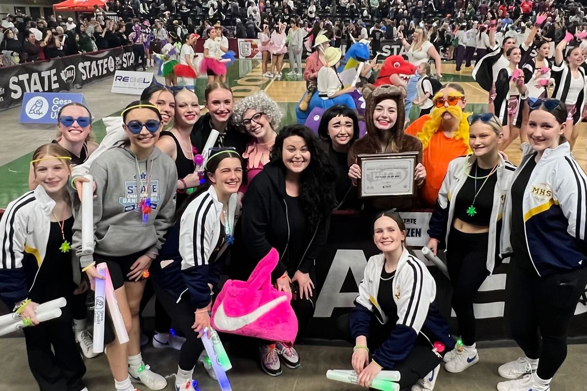The Mead High School Dance Team is photographed after placing fourth in the hip hop category at the State Championships on March 23.  (Courtesy of Angela Pierson)