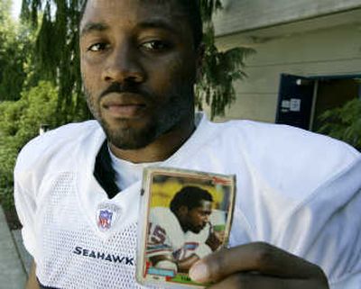 
Seahawks cornerback Josh Wilson draws inspiration from the 1981 NFL card of his late father, Tim. Associated Press
 (Associated Press / The Spokesman-Review)