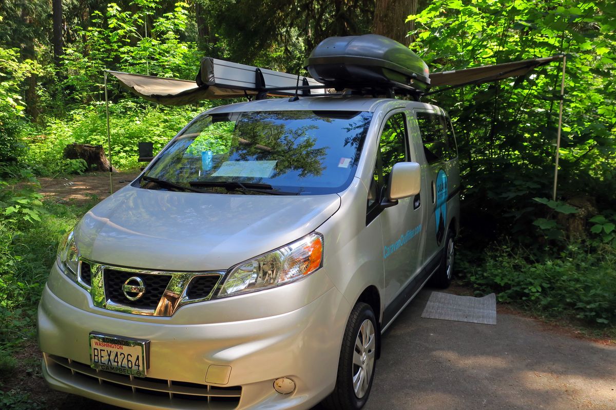 The Freebird is built using the Nissan NV200 chassis and has a large awning for camping set-ups. (John Nelson)