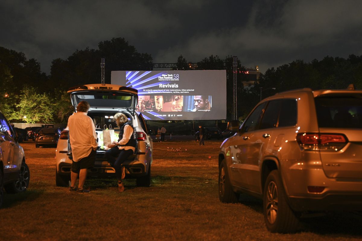 Filmgoers attend the “Nomadland” screening at the Queens Drive-In at the New York Hall of Science during the 58th New York Film Festival on Sept. 26.  (Evan Agostini)
