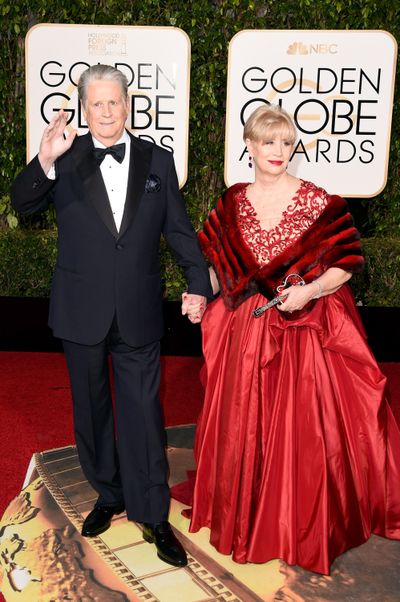 Brian Wilson arrives at the 2016 Golden Globe Awards with his wife, Melinda Wilson, who died in January. The Beach Boys founder was put under a conservatorship on Thursday, May 9, 2024, in Los Angeles.  (Jason Merritt/Getty Images North America/TNS)
