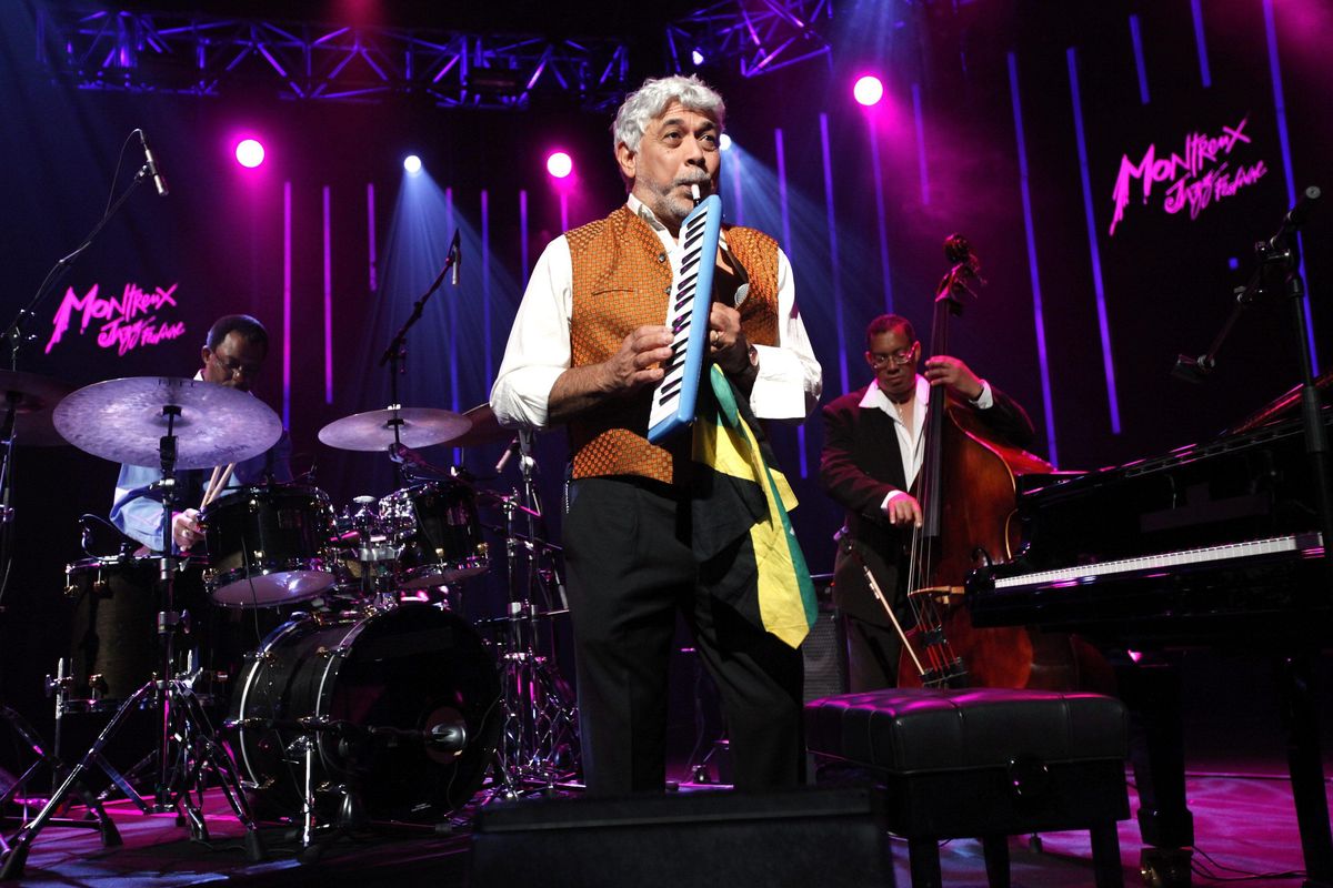 Jamaican jazz pianist, Monty Alexander & Harlem Kingston Express perform on the Stravinski Hall stage at the 43rd Montreux Jazz Festival, in Montreux, Switzerland, Friday, July 10, 2009. (AP Photo/Keystone/Jean-Christophe Bott) (JEAN-CHRISTOPHE BOTT / ASSOCIATED PRESS)