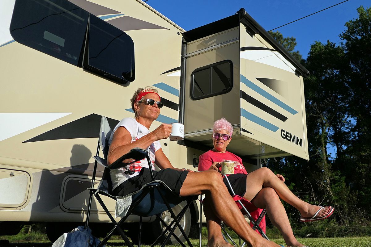 John Nelson and Leslie Kelly enjoy summer-like weather in April  at James Island County Park near Charleston, S.C. (Leslie Kelly)