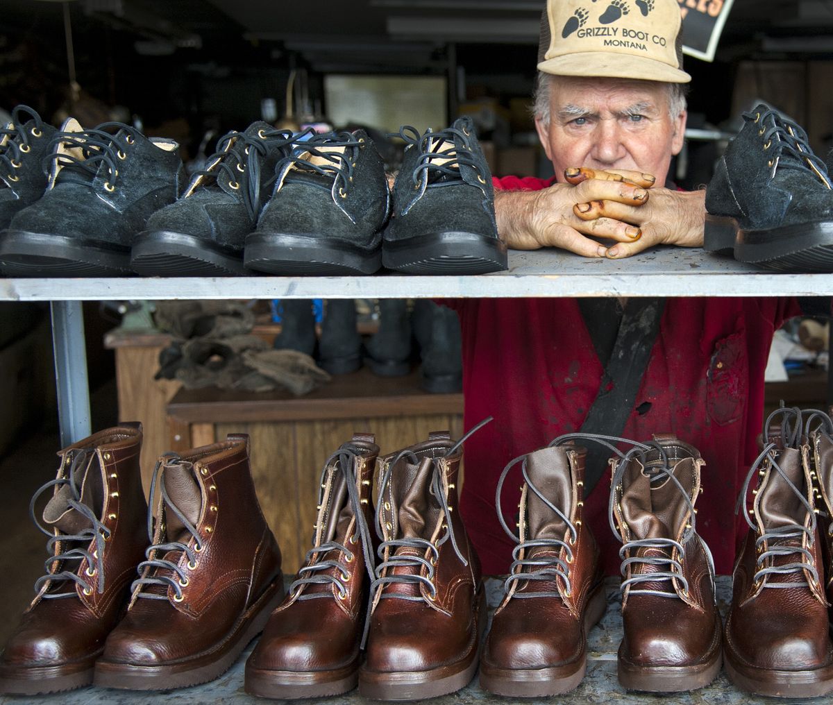 Cruz Albisu’s West Main Avenue shop is a small, cluttered space where the Spanish immigrant makes high-quality boots and shoes by hand. (Dan Pelle)