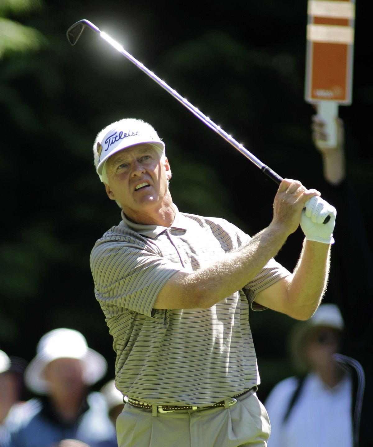 Bruce Vaughan lit up the course Thursday to take the first-round lead at the U.S. Senior Open.  (Associated Press)