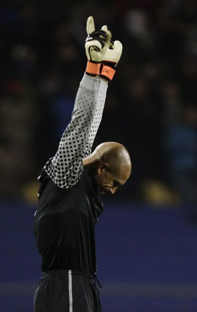 Goalkeeper Tim Howard had 15 shutouts in 37 Premier League matches in 2014. (Associated Press)