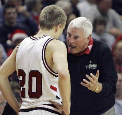
Bob Knight adamantly instructs Alan Voskuil on Saturday. 
 (Associated Press / The Spokesman-Review)
