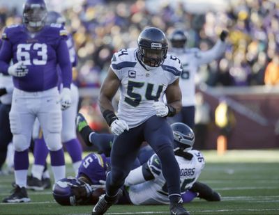 Seahawks middle linebacker Bobby Wagner (54) can sack a quarterback, defend against the run and hold his own in pass coverage. (Nam Y. Huh / Associated Press)